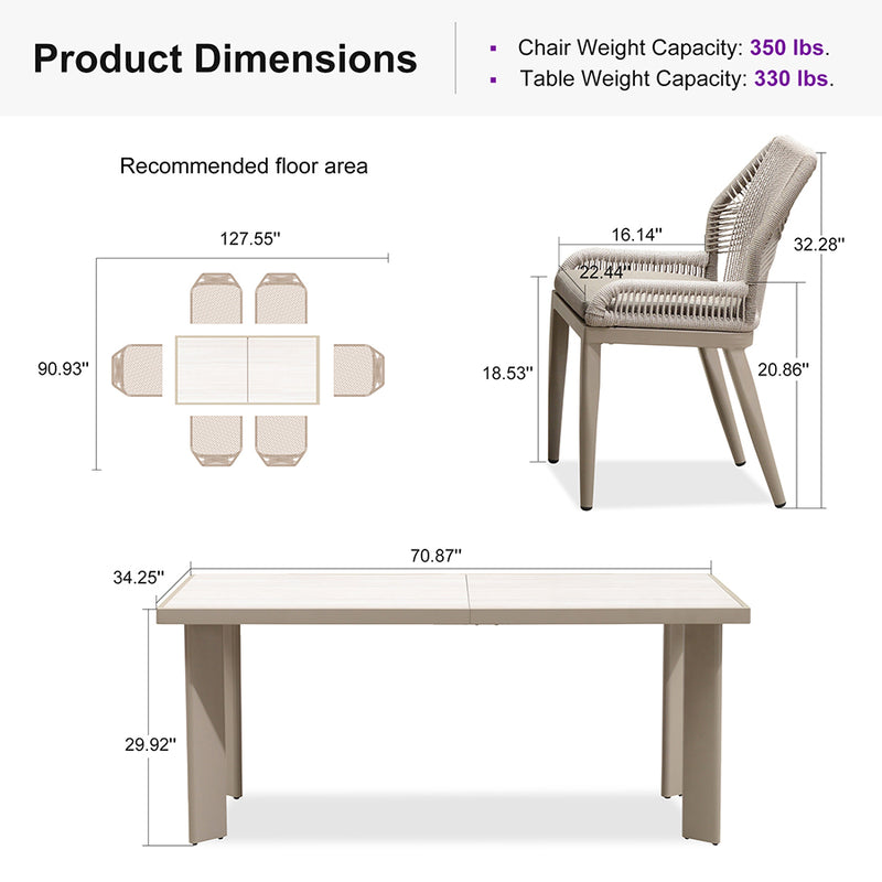 PURPLE LEAF 7/9/11 Pieces Patio Dining Set with Sunbrella Cushions All-Weather Wicker Patio Table and Chairs for Deck, Garden