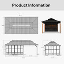 PURPLE LEAF Sunroom Hardtop Gazebo Solarium Wood Grain  Galvanized Steel Double Roof All-Weather Aluminum Outdoor Screen House