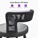PURPLE LEAF Outdoor Swivel Bar Stools Set of 2 Metal Modern Rattan Bar Chairs with Backrest Aluminum Woven Barstools with Cushions