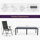 PURPLE LEAF  Folding Outdoor Dining Set  with Aluminum Table and Padded Chairs All Weather Dining Table Sets for Garden Backyard Poolside