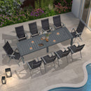 PURPLE LEAF  Folding Outdoor Dining Set  with Aluminum Table and Padded Chairs All Weather Dining Table Sets for Garden Backyard Poolside