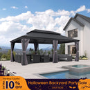 PURPLE LEAF Patio Gazebo for Backyard Grey Hardtop Galvanized Steel Roof Awning with Reinforcement Support Rod