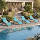 PURPLE LEAF Patio Chaise Lounge Set Outdoor Beach Pool Sunbathing Lawn Lounger Recliner Chair Outside Chairs with Side Table Included