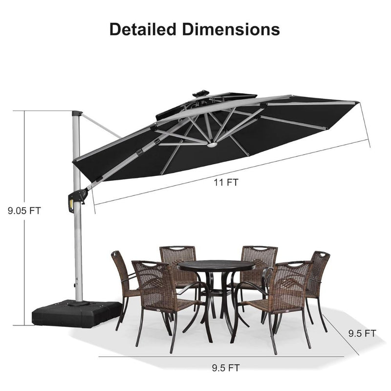 PURPLE LEAF 10 / 11 / 12 ft Round Outdoor Umbrellas with Lights