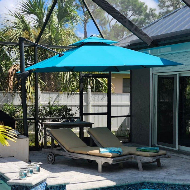 PURPLE LEAF Cantilever Patio Umbrella Gray Pole Outdoor Umbrella with UV Protection