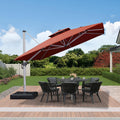 PURPLE LEAF Double Top 360 Degree Rotation 9 ft / 10 ft / 11 ft / 12 ft Square Patio Classic Umbrella - Purple Leaf Garden