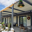 PURPLE LEAF Caesar Outdoor Louvered Pergola Patio Sun Shade Shelter with Adjustable Hardtop Patio Pergola Gray Frame White Roof