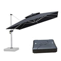 PURPLE LEAF Square Cantilever Patio Umbrella with Base in black, ideal for garden, pool, or porch shade solutions