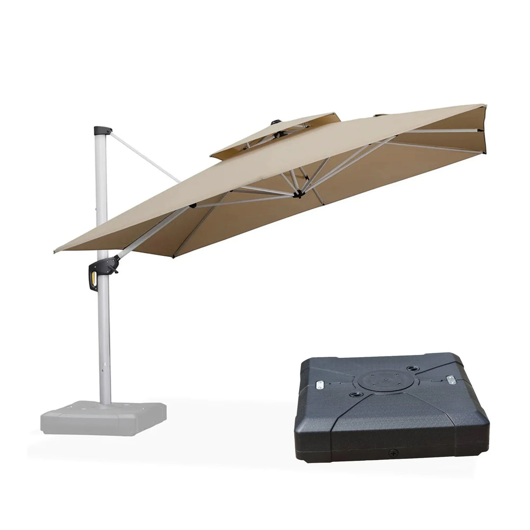PURPLE LEAF Large Square Patio Cantilever Umbrella With Base for Garden Pool Porch