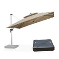 PURPLE LEAF Large Square Patio Cantilever Umbrella With Base for Garden Pool Porch