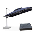 PURPLE LEAF Large Square Patio Cantilever Umbrella With Base for Garden Pool Porch