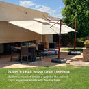 PURPLE LEAF 9 x 12 / 10 x 13 ft Rectangular Patio Umbrella Aluminum Cantilever Umbrella in Wood Color