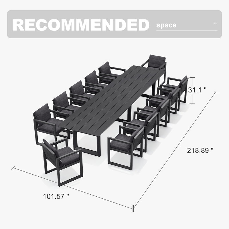 PURPLE LEAF Caesar Outdoor Dining Set Aluminum Luxury Patio Furniture Table and Chairs Set with Olifen Removable Thick Cushion and Pillow Patio Dining Sets for Garden Deck
