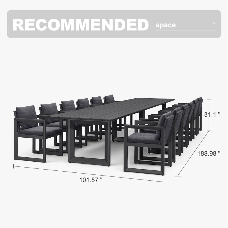 PURPLE LEAF Caesar Outdoor Dining Set Aluminum Luxury Patio Furniture Table and Chairs Set with Olifen Removable Thick Cushion and Pillow Patio Dining Sets for Garden Deck