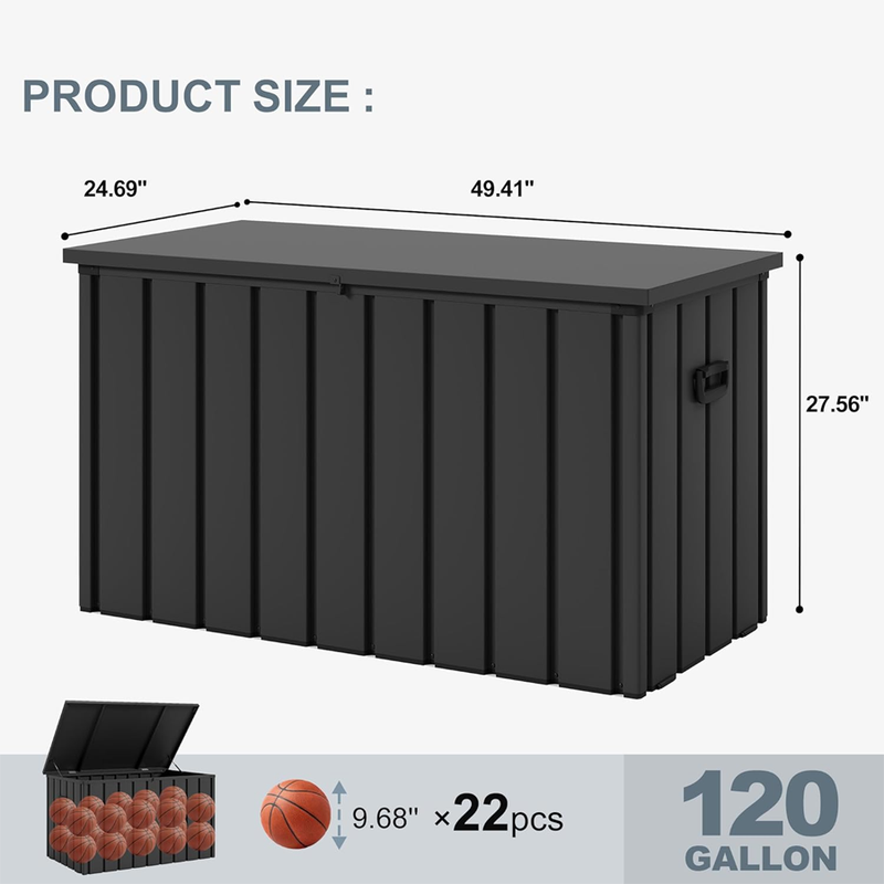 PURPLE LEAF Outdoor Deck Box Waterproof Lockable Storage Box Container with Lid Deck Organization for Patio Cushions Side Table Pool Accessories Garden Tools