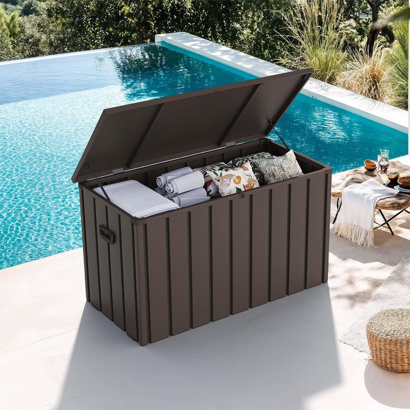 PURPLE LEAF Outdoor Deck Box Waterproof Lockable Storage Box Container with Lid Deck Organization for Patio Cushions Side Table Pool Accessories Garden Tools