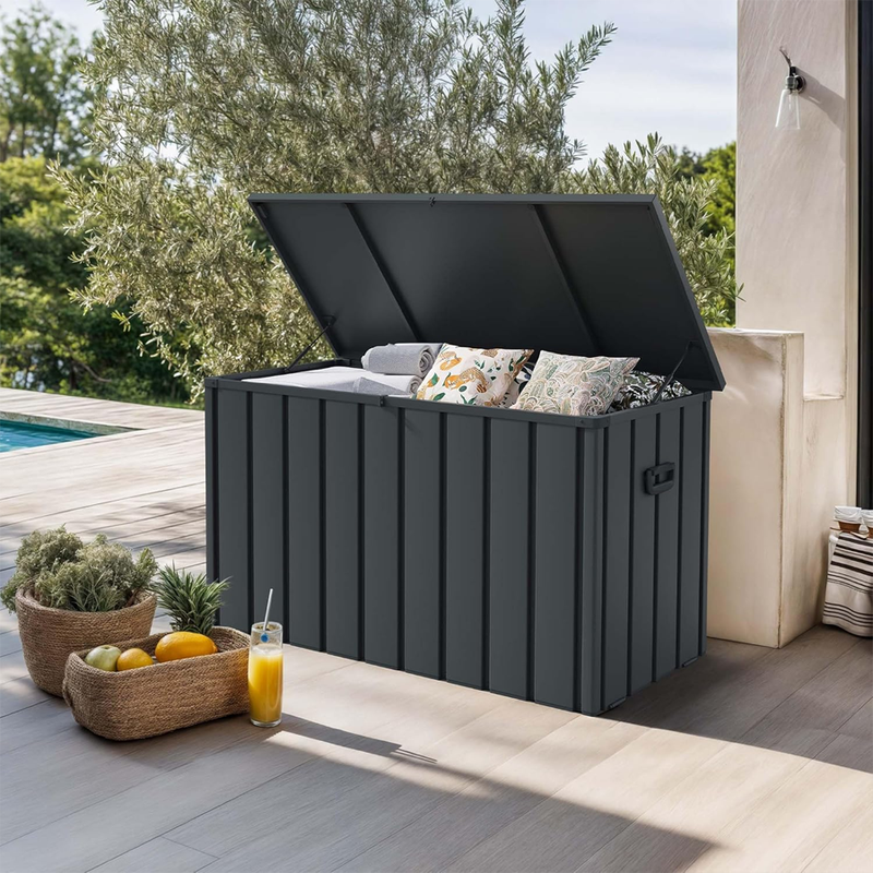 PURPLE LEAF Outdoor Deck Box Waterproof Lockable Storage Box Container with Lid Deck Organization for Patio Cushions Side Table Pool Accessories Garden Tools
