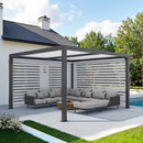 PURPLE LEAF Athena Louvered Pergola Grey Outdoor Aluminum Pergola with Roller Blinds Adjustable Gazebo Rainproof for Patio Deck Garden