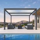 PURPLE LEAF Louvered Pergola Modern Grey Pergola with White Roof for Deck Backyard Garden
