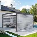 PURPLE LEAF Athena Louvered Pergola Grey Outdoor Aluminum Pergola with Roller Blinds Adjustable Gazebo Rainproof for Patio Deck Garden