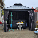 PURPLE LEAF Patio Gazebo for Backyard Grey Hardtop Galvanized Steel Roof Awning with Upgrade Curtain