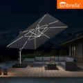 PURPLE LEAF SUNBRELLA Solar Cantilever Umbrella with Lights for Outdoor Patio
