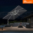 PURPLE LEAF Premium SUNBRELLA Patio Cantilever Umbrella with Solar LED Lights