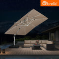 PURPLE LEAF SUNBRELLA Solar Cantilever Umbrella with Lights for Outdoor Patio
