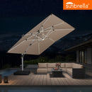 PURPLE LEAF Premium SUNBRELLA Patio Cantilever Umbrella with Solar LED Lights