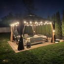 PURPLE LEAF Outdoor Hardtop Gazebo for Garden Bronze Double Roof Aluminum Frame Pavilion with String Lights