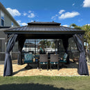 PURPLE LEAF Outdoor Hardtop Gazebo for Garden Bronze Double Roof Aluminum Frame Pavilion