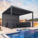 PURPLELEAF Outdoor Grey Solid Color Roller Blinds for Louvered Pergolas, Thermal Insulated, UV & Waterproof Fabric, Privacy Protection, Easy Installation