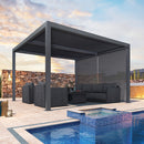 PURPLELEAF Outdoor Grey Solid Color Roller Blinds for Louvered Pergolas, Thermal Insulated, UV & Waterproof Fabric, Privacy Protection, Easy Installation
