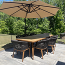 PURPLE LEAF Outdoor Dining Set Teak Aluminum Patio Furniture Set Wicker Dining Table and Chairs for Lawn Deck Patio Dining Set