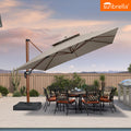 PURPLE LEAF SUNBRELLA Cantilever Umbrella Deluxe Wood Pattern Patio Umbrella
