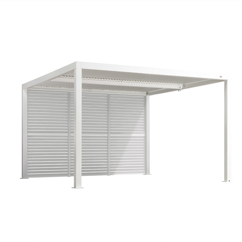 PURPLE LEAF Louvered Pergola white Outdoor Aluminum Pergola with Shutter Wall Adjustable Gazebo Rainproof for Patio Deck Garden