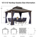 PURPLE LEAF Outdoor Hardtop Gazebo for Patio Bronze Aluminum Frame Pavilion with Navy-Blue Curtain and String Lights-clear