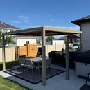 PURPLE LEAF Athena Louvered Pergola Modern Champagne Pergola with Adjustable Roof for Deck Backyard Garden