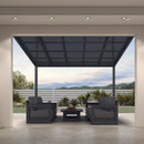 PURPLE LEAF Wall Mounted Gazebo with Gray Polycarbonate Roof Aluminum Frame Patio Cover for Porch