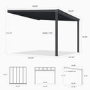 PURPLE LEAF Wall Mounted Gazebo with Gray Polycarbonate Roof Aluminum Frame Patio Cover for Porch