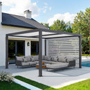 PURPLE LEAF Athena Louvered Pergola Grey Outdoor Aluminum Pergola with Roller Blinds Adjustable Gazebo Rainproof for Patio Deck Garden