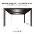 PURPLE LEAF Louvered Pergola Bronze Outdoor Aluminum Pergola with Shutter Wall Adjustable Gazebo Rainproof for Patio Deck Garden