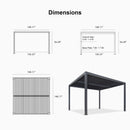 PURPLE LEAF Athena Louvered Pergola Grey Outdoor Aluminum Pergola with Roller Blind Adjustable Gazebo for Patio Deck Garden