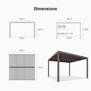 PURPLE LEAF Athena Louvered Pergola Bronze Outdoor Aluminum Pergola with Strip Lights Adjustable Gazebo for Patio Deck Garden