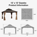 PURPLE LEAF Outdoor Hardtop Gazebo for Garden Bronze Double Roof Aluminum Frame Pavilion