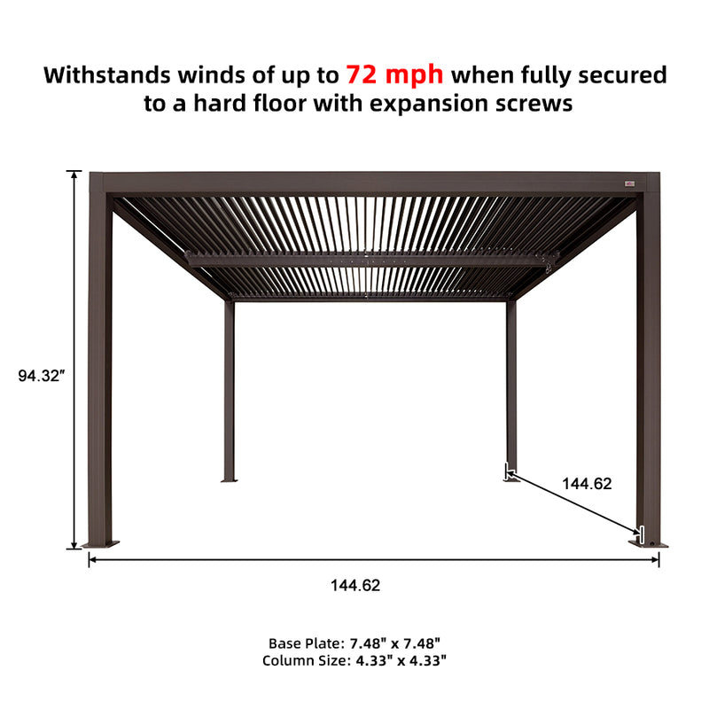 PURPLE LEAF Louvered Pergola Outdoor Aluminum Pergola with Adjustable Roof for Deck Backyard Garden Hardtop Gazebo