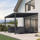 PURPLE LEAF Wall Mounted Gazebo with Gray Polycarbonate Roof Aluminum Frame Patio Cover for Porch