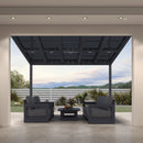 PURPLE LEAF Wall Mounted Gazebo with Gray Polycarbonate Roof Aluminum Frame Patio Cover with Retractable Pleated Shades for Porch