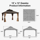 PURPLE LEAF Outdoor Hardtop Gazebo for Garden Bronze Double Roof Aluminum Frame Pavilion