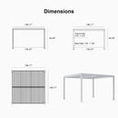 PURPLE LEAF Athena Louvered Pergola White Outdoor Aluminum Pergola with Solid Color Roller Blind Adjustable Gazebo for Patio Deck Garden